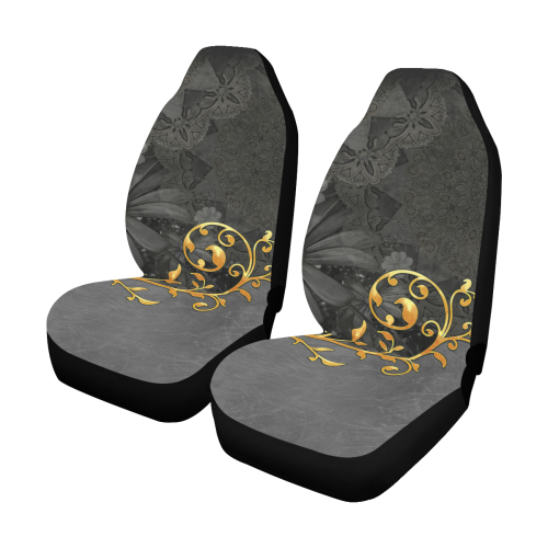 Vintage design in grey and gold Car Seat Covers (Set of 2)