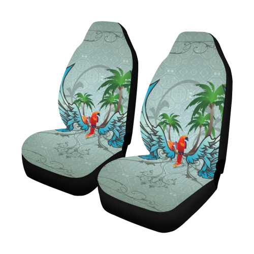 cute parrot with wings and palm Car Seat Covers (Set of 2)