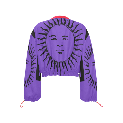GOD Big Face CFJ Purple Cropped Chiffon Jacket for Women (Model H30)