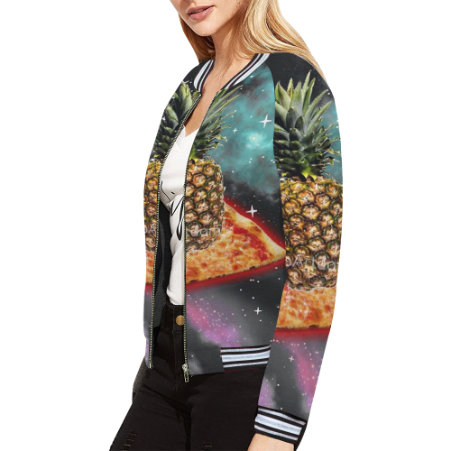 Galay Pizza pineapple All Over Print Bomber Jacket for Women (Model H21)