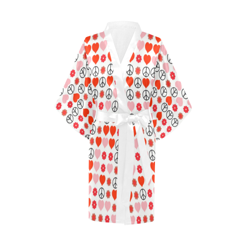 peace and love red Kimono Robe