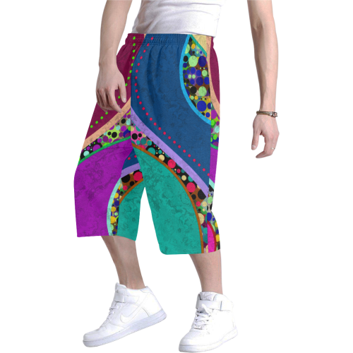 Abstract Pattern Mix - Dots And Colors 1 Men's All Over Print Baggy Shorts (Model L37)