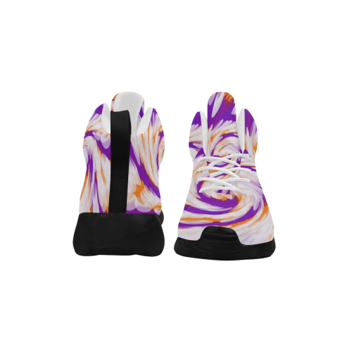 Purple Orange Tie Dye Swirl Abstract Women's Chukka Training Shoes (Model 57502)
