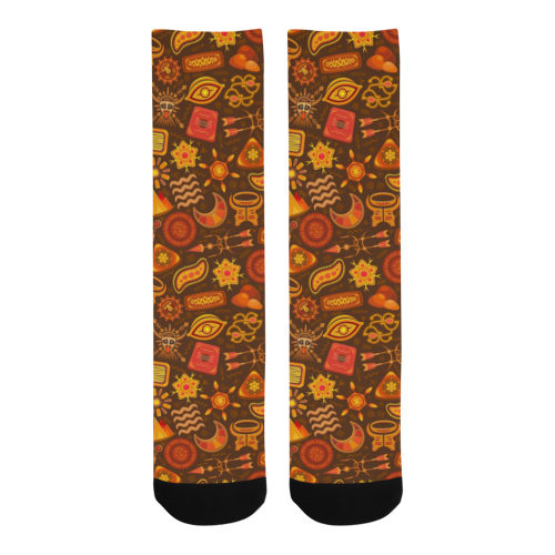 Ethno Pattern Orange 2 Men's Custom Socks
