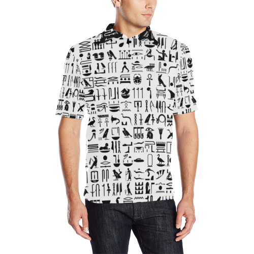 Hieroglyph 1 Men's All Over Print Polo Shirt (Model T55)