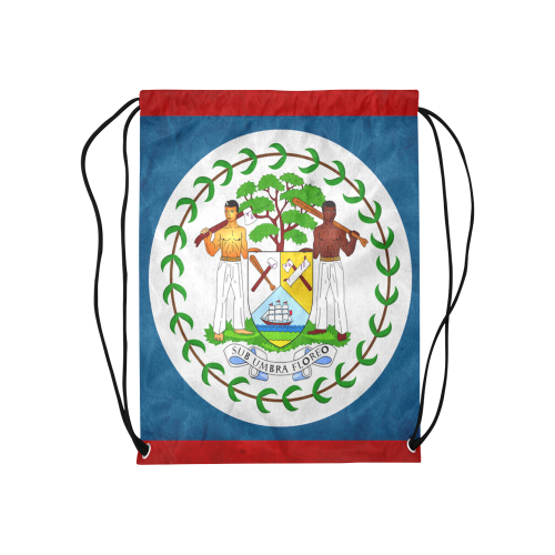 Belize Flag Draw String Bag Medium Drawstring Bag Model 1604 (Twin Sides) 13.8"(W) * 18.1"(H)
