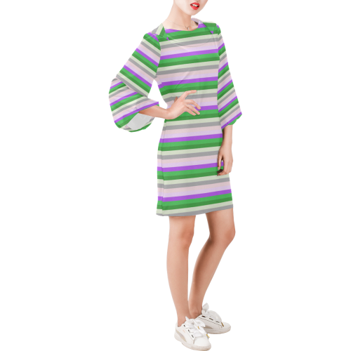 Fun Stripes 2 Bell Sleeve Dress (Model D52)