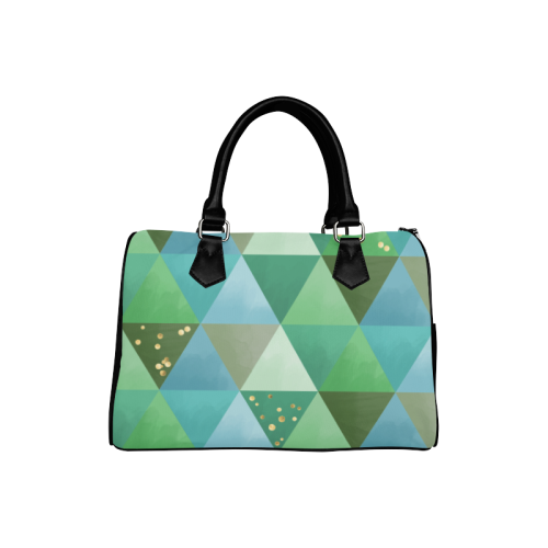 Triangle Pattern - Green Teal Khaki Moss Boston Handbag (Model 1621)