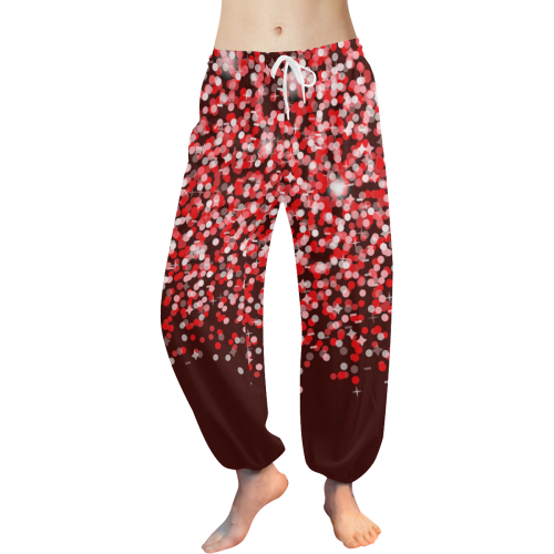 Red Glitter Women's All Over Print Harem Pants (Model L18)