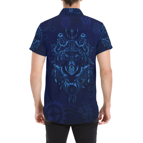 Blue Wolf Men's All Over Print Short Sleeve Shirt (Model T53)