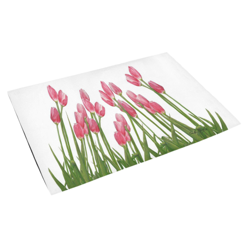 Pink Tulip Field by Cecile Grace Charles Azalea Doormat 30" x 18" (Sponge Material)