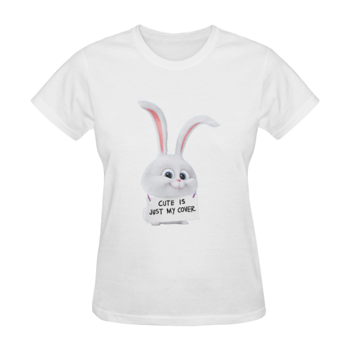 bunny cute white Women's T-Shirt in USA Size (Two Sides Printing)