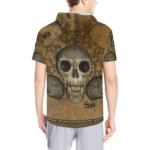 Awesome skull with celtic knot All Over Print Short Sleeve Hoodie for Men (Model H32)