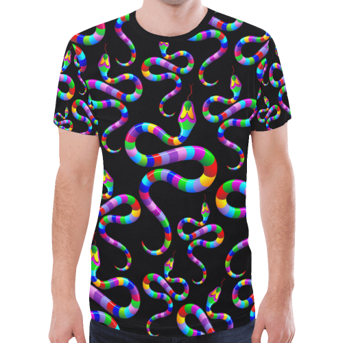 Snake Psychedelic Rainbow Colors New All Over Print T-shirt for Men (Model T45)