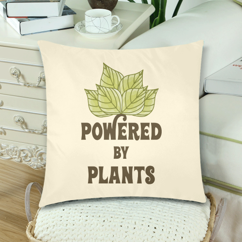 Powered by Plants (vegan) Custom Zippered Pillow Cases 18"x 18" (Twin Sides) (Set of 2)