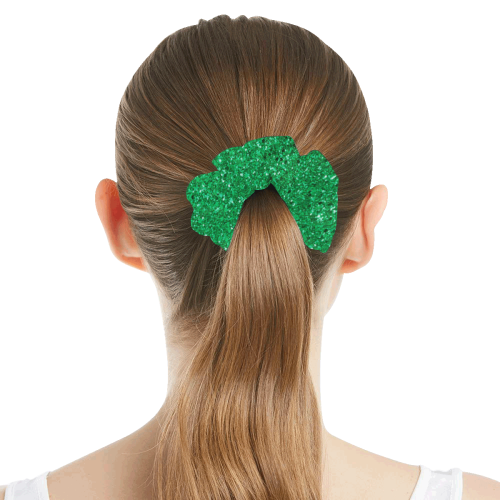 Green Glitter All Over Print Hair Scrunchie