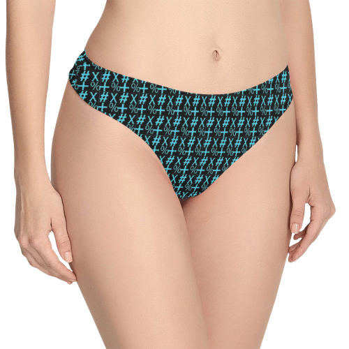 NUMBERS Collection Symbols Green Women's All Over Print Thongs (Model L30)
