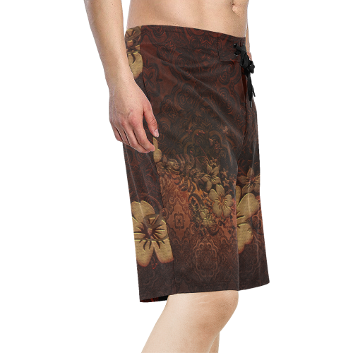 Floral design, vintage Men's All Over Print Board Shorts (Model L16)