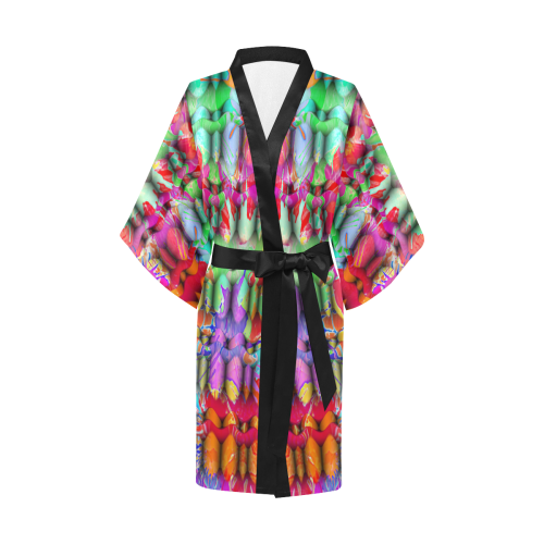 Splashes Cattice Composing - Psychedelic Colored Kimono Robe