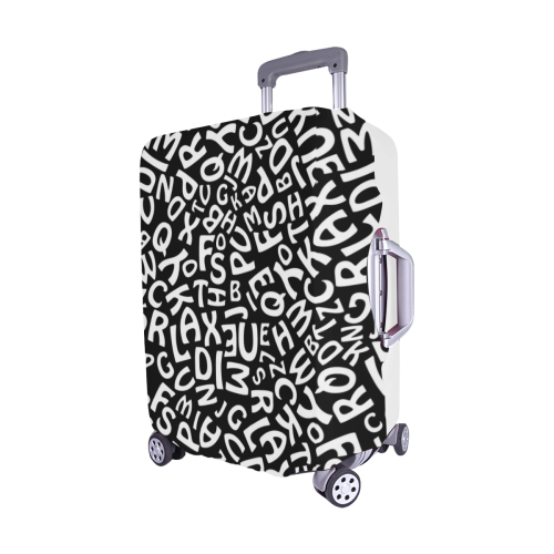 Alphabet Black and White Letters Luggage Cover/Medium 22"-25"