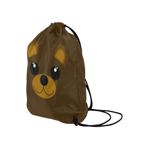 Kawaii Brown Bear Large Drawstring Bag Model 1604 (Twin Sides)  16.5"(W) * 19.3"(H)