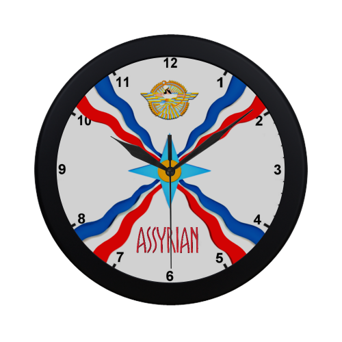 Assyrian Flag Circular Plastic Wall clock