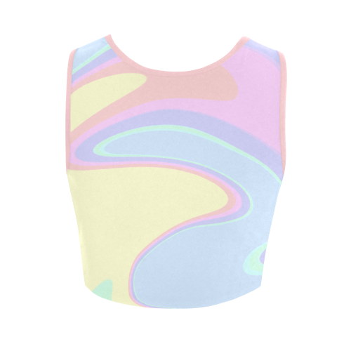 pastel marble marbled watercolor rainbow colorful multicolor mix Women's Crop Top (Model T42)