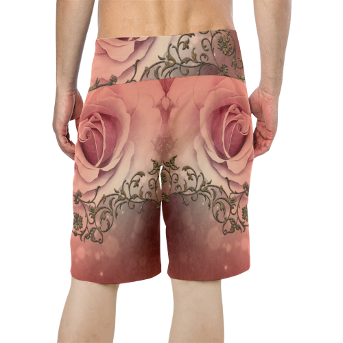 Wonderful roses with floral elements Men's All Over Print Board Shorts (Model L16)