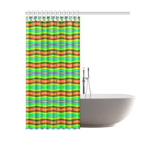 Bright Green Orange Stripes Pattern Abstract Shower Curtain 60"x72"