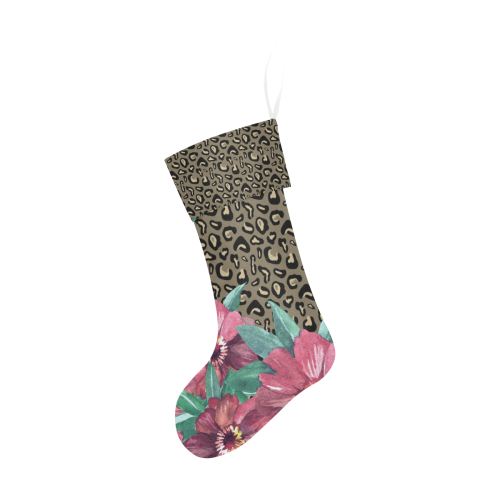 Cheetah and Watercolor Flowers Christmas Stocking