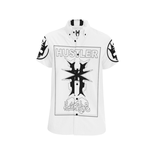 Hustler Gear Shaolin Button Men's All Over Print Short Sleeve Shirt/Large Size (Model T53)
