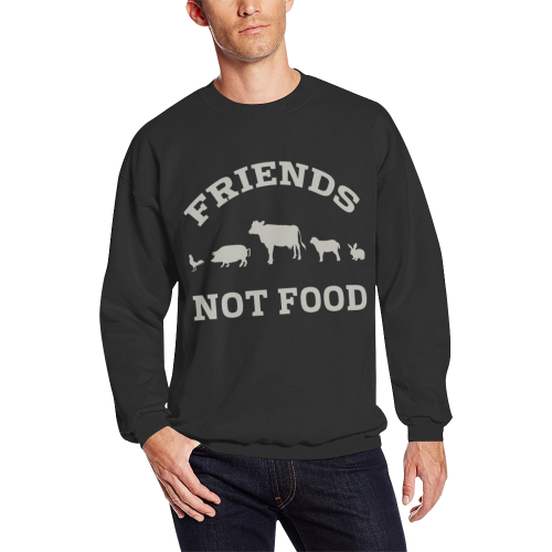 Friends Not Food (Go Vegan) All Over Print Crewneck Sweatshirt for Men (Model H18)