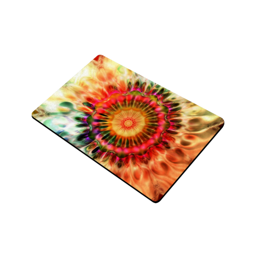 Magic Fractal Flower - Psychedelic Magenta Red Doormat 24"x16"