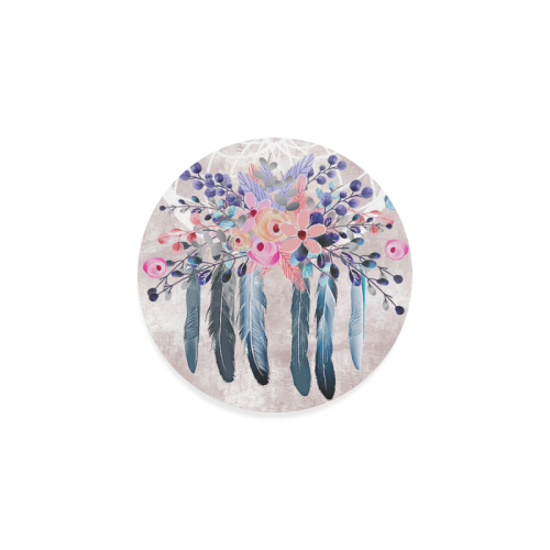 pink dreamcatcher floral Round Coaster
