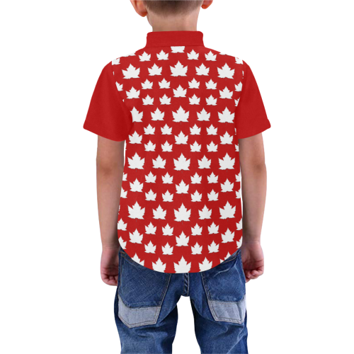 Cute Canada Kid's Shirt Buttondown Boys' All Over Print Short Sleeve Shirt (Model T59)