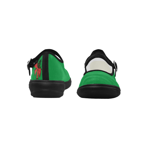 green xmas Mila Satin Women's Mary Jane Shoes (Model 4808)