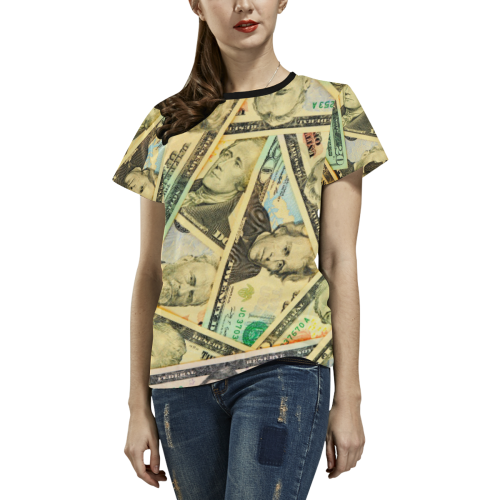 US DOLLARS All Over Print T-shirt for Women/Large Size (USA Size) (Model T40)