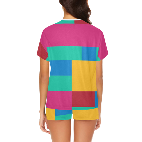 Rainbow Color Blocks Women's Short Pajama Set