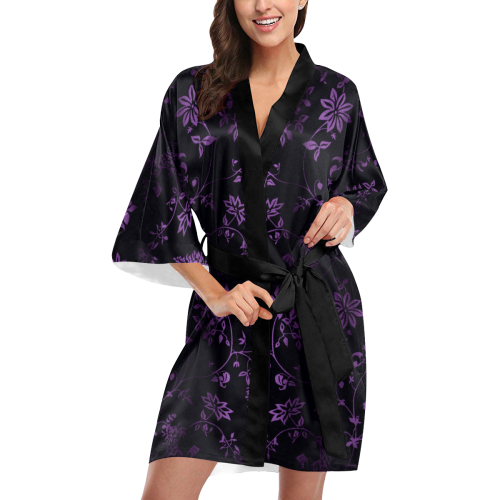 Gothic black_n_purple pattern Kimono Robe
