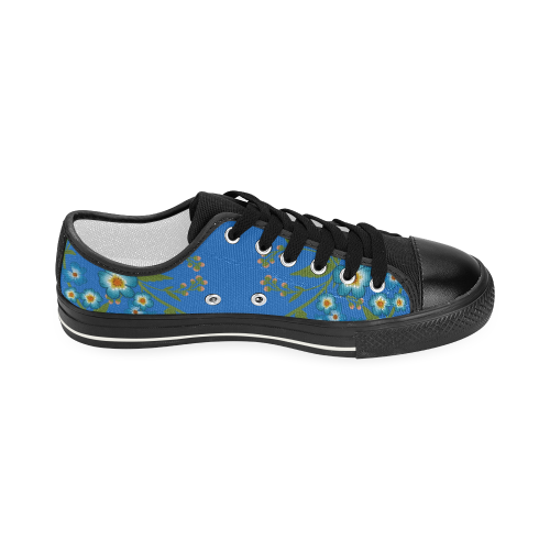 blue floral Women's Classic Canvas Shoes (Model 018)