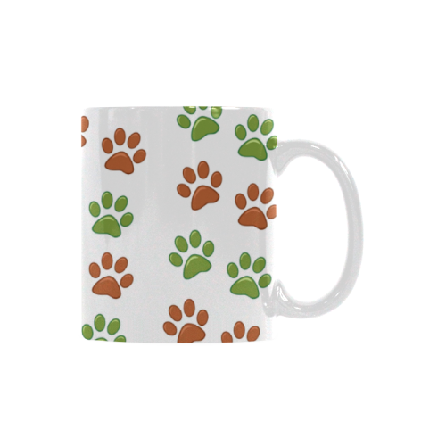 Dog Paw Prints Custom White Mug (11OZ)