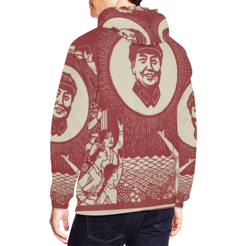 Chairman Mao is the Reddest Sun in our Hearts&#039 All Over Print Hoodie for Men/Large Size (USA Size) (Model H13)