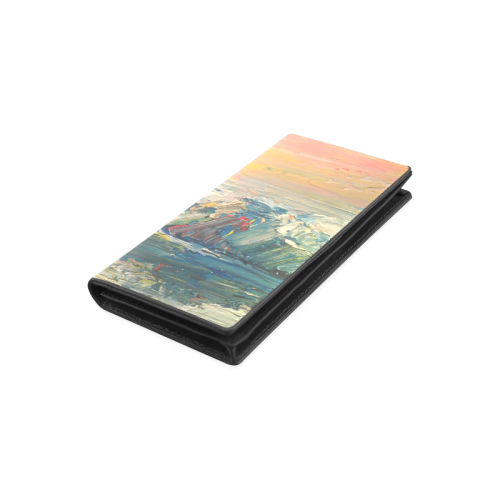 Mountains painting Women's Leather Wallet (Model 1611)