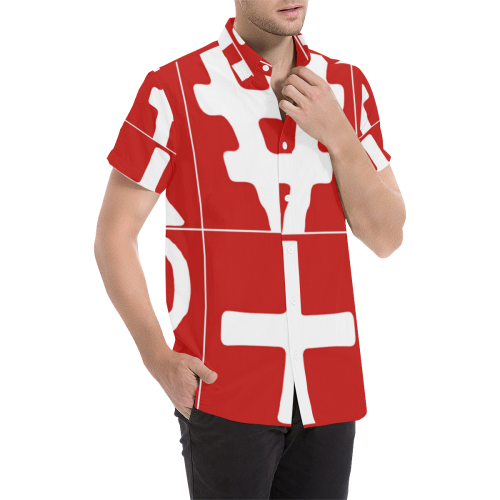 NUMBERS Collection Symbols White/Red Men's All Over Print Short Sleeve Shirt (Model T53)