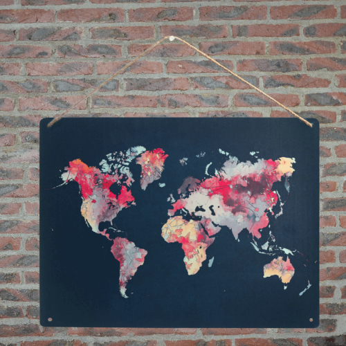 world map #world #map Metal Tin Sign 16"x12"