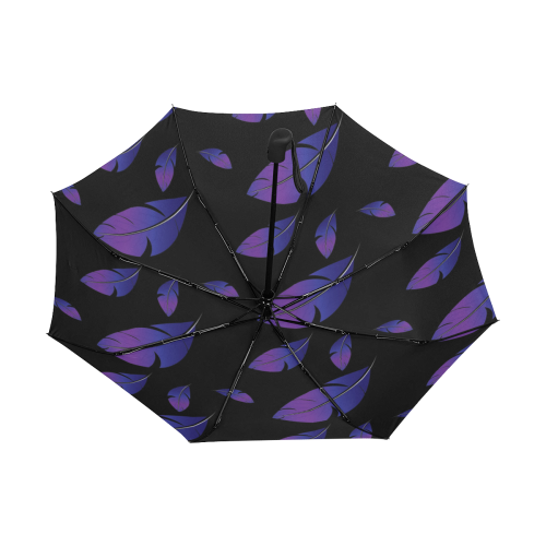 Peaceful Slumber - Purple Feathers Anti-UV Auto-Foldable Umbrella (Underside Printing) (U06)
