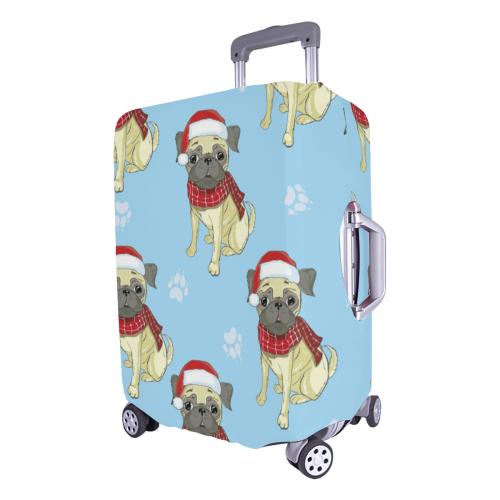 Pug In Santa Hat Pattern Luggage Cover/Large 26"-28"