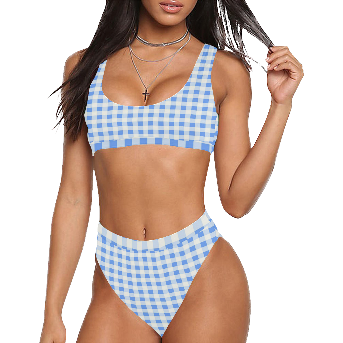 blue gingham bikini