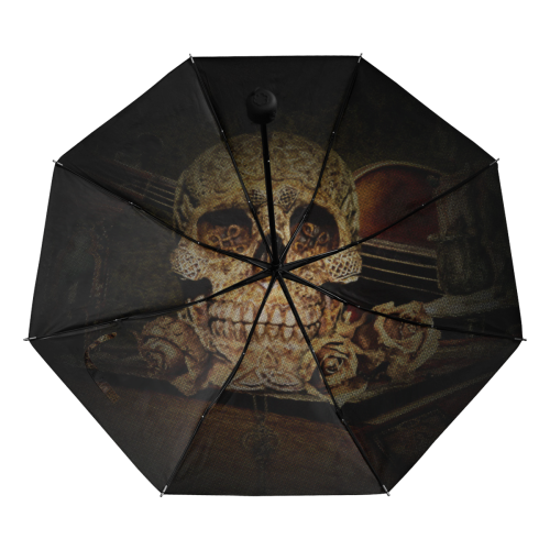 Steampunk Alchemist Mage Roses Celtic Skull halfto Anti-UV Foldable Umbrella (Underside Printing) (U07)