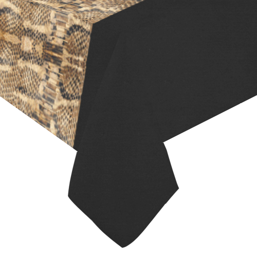 Golden Python On Black Cotton Linen Tablecloth 60"x120"